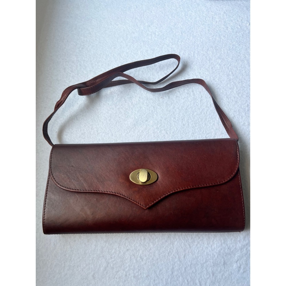 Wilson's Leather Clutch Removable Strap 90's Retro Vintage Burgundy Brown Bag - Picture 1 of 10